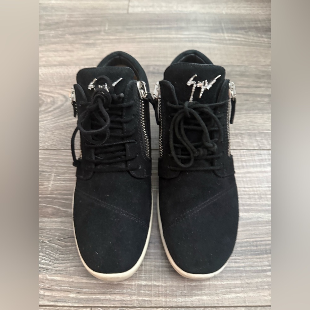 Giuseppe Zanotti Zip Italy Women Sneakers Black Suede EU Size 38.5 Size 8